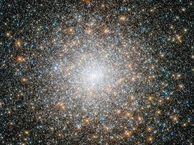 A dense globular cluster of thousands of stars.